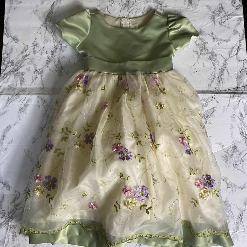 Princess Closet Satin and Lace Floral Embroidered Dress